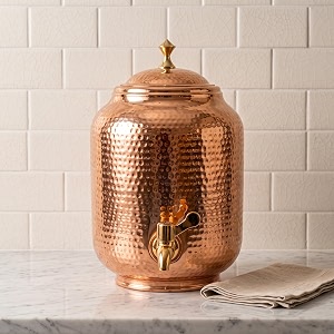 copper-master 5 litre hammered copper water dispenser matkapot container pot with pure copper and ayurvedic health benefits 5000 ml