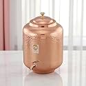 Copper-Master 18 Litre Hammered Copper Water Dispenser (Matka) Container Pot with 4 Copper Glasses Pure Copper and Ayurvedic Health Benefits (18000 ml + 1200 ml)