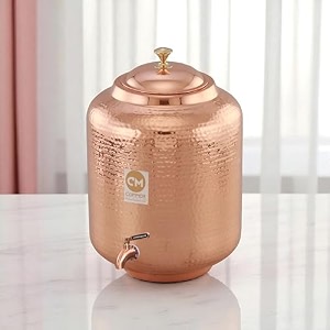 copper-master 8 litre hammered copper water dispenser matka container pot with pure copper and ayurvedic health benefits 8000 ml