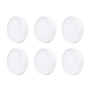copper stone 12w surface mounted led round panel light  natural white 4000k  white polycarbonate body  energy efficient direct ceiling light for wooden concrete amp rcc ceiling  pack of 6