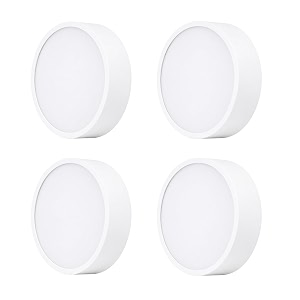 copper stone 12w surface mounted led round panel light  natural white 4000k  white polycarbonate body  energy efficient direct ceiling light for wooden concrete amp rcc ceiling  pack of 4