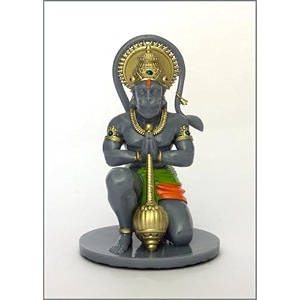 copperhoard hanuman ji murti  small resin steel gray 4 inches  for car dashboard home decor pooja room office table  bajrangbali idol statue showpiece decoration gift items idol