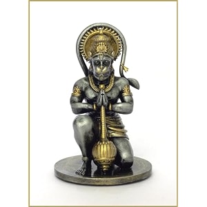 copperhoard hanuman ji murti  small resin golden gray 4 inches  for car dashboard home decor pooja room office table  bajrangbali idol statue showpiece decoration gift items idol