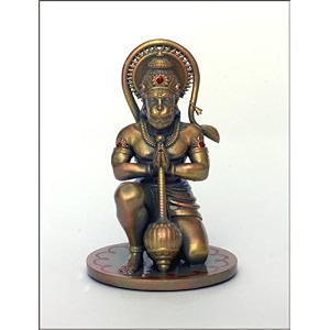 copperhoard hanuman ji murti  small resin golden gray 4 inches  for car dashboard home decor pooja room office table  bajrangbali idol statue showpiece decoration gift items idol