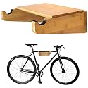 COR Bamboo Bike Wall Mount Rack w/Shelf, Indoor Bicycle Storage
