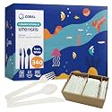 CORAL Ivory White Compostable Heavy Duty Silverware Set 340 Pieces Bulk