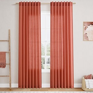 Coral Linen Curtains 84 Inch Length 2
