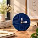 CORAL TREE Modern Round Table Clock, 12 cm Decorative Textured Desk Clock with Minimalist Hands & Stable Stand, Battery Operated Small Clock for Bedroom, Living Room, Study, Office & Gifting Navy