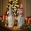 CORAL TREE set of 2 Premium Christmas Wine Bottle Cover Set –with Faux Fur Collar, Decorative | Holiday Table Décor &amp; Gift Wrap for Wine and Champagne Bottles