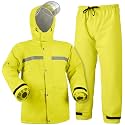 Coralrain Rain Suit Safety Waterproof Rain Jacket and Trouser Suit Raincoat With Hood lining For Men Women Adults Breathable