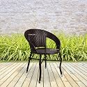 Rattan, Wicker Garden Patio Seating Chair for Balcony Outdoor Furniture Single Chair (Brown)