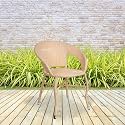 Garden Patio Seating Chair for Balcony Outdoor Furniture Single Chair (Cream)