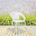 Garden Patio Seating Chair for Balcony Outdoor Furniture Single Chair (White)