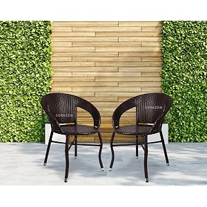 rattan wicker garden patio seating chairs for balcony outdoor furniture set of 2 chairs brown