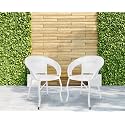 Garden Patio Seating Chairs for Balcony Outdoor Furniture Set of 2 Chairs (White)