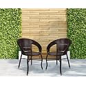 Rattan, Wicker Garden Patio Seating Chairs for Balcony Outdoor Furniture Set of 2 Chairs (Brown)