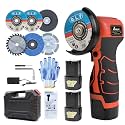 ZFULVO Cordless Angle Grinder Kit 19500RPM Mini Electric Metal Grinding