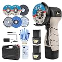 ZFULVO Cordless Brush Angle Grinder Kit, 19500rpm Mini Electric Angle Grinding Tool with 2pcs 16.8V 2000mAh Batteries and 6-Cutting Discs, Grinder Handheld Cutter for Metal Wood