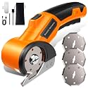 Cordless Cardboard Cutter with 3 Tungsten Steel Blades, 2500mAh Battery, LED Light, High-Torque Motor, Electric Scissors for Fabric, Cardboard, Leather, Carpet (Honey Orange)