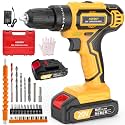 Cordless Drill,20V Electric Power Drill with 3/8" Keyless Chuck, with 1 Battery and Charger, 25+3 Torque Settings & Impact Mode for Drilling, Screwdriving, and Home Improvement