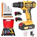 Cordless Drill with Battery and Charger, 20V Electric Power Drill with 3/8" Keyless Chuck, 25+3 Torque Settings &amp; Impact Mode for Drilling, Screwdriving, and Home Improvement(2 Batteries)