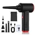 Luocute Cordless Electric Duster, Handheld Air Blower with 3 Speed Modes to 53000 RPM, LED Light and Multiple Nozzles, for Electronics and Hard to Areas (Black)