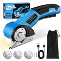 Cordless Electric Scissors,4V Rechargeable Cardboard Cutter Heavy Duty Scissor with Safety Lock &amp; LED Light for Box Carpet Plastic Fabric(Blue)