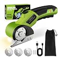 Cordless Electric Scissors,4V Rechargeable Cardboard Cutter Heavy Duty Scissor with Safety Lock &amp; LED Light for Box Carpet Plastic Fabric(Green)