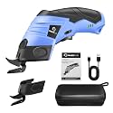 Sakerplus Cordless Electric Scissors, Fabric Scissors, Powerful Pinking Shears, Rechargeable Cardboard Cutter (Blue-Bag(2 Tungsten Blade))