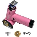 Cordless Electric Scissors, Rechargeable Cardboard Cutter with LED Light, 4-Speed Settings, Safety Lock, 2 Blades, USB-C Battery Powered Box Cutter for Carpet, Leather, Fabric, Packages, Light Pink