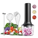 Electric Hand Mixer with MixgoII, Handheld Mixer Electric Whisk, Rechargeable Cordless Handheld Mixer &amp; Milk Frother, Small Food Chopper for Dicing, Mincing, and Puree, 4-Speed, 10Oz