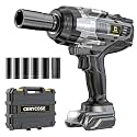 Cerycose Cordless Impact Wrench 1/2 inch Compatible with DeWalt 20V Battery: 1700FT-LBS High Torque Impact Wrench with 6 Sockets &amp; Case - Brushless Electric Impact Gun LED Work Light, Bare Tool