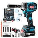 Cordless Impact Wrench, 21V 406 Ft-lbs MAX Torque Power Impact Driver, 1/2" Power Impact Wrenches with 2 * 5.2Ah Batteries and 25 Accessories, Impact Motor for Car Tire (550N Wrench 5.2Ah*2)