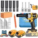 Cordless impact wrench kit, impact with charger, lithium-ion, portable, fast charger - electric tools suitable for home and car maintenance and repair use (Premium Package+Plastic Box)
