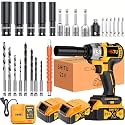 Cordless impact wrench kit, impact with charger, lithium-ion, portable, fast charger - electric tools suitable for home and car maintenance and repair use (Battery*2 + Accessories)