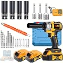 Cordless impact wrench kit, impact with charger, lithium-ion, portable, fast charger - electric tools suitable for home and car maintenance and repair use (Advanced wrench package)