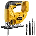 DEMIMA Cordless Jig Saw for Dewalt Battery, 7 Speed Variable ​​Up to 3200RPM, LED Light, 45° Bevel Cuts, 3 Orbital Motions, with Jig Saw Blade for Straight/Curve/Circle Cutting(Battery Not Include)