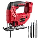 DEMIMA Cordless Jig Saw for Milwaukee Battery, 7 Speed Variable ​​Up to 3200RPM, LED Light, 45° Bevel Cuts, 3 Orbital Motions, with Jig Saw Blade for Straight/Curve/Circle Cutting(Battery Not Include)