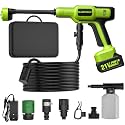 Cordless Portable Washer, 1480 PSI Battery Operated Washer with All-Copper Motor, Battery, 23FT Hose, Storage Bag; Handheld Washer; Lightweight Car Washer for Home, Garden (Black & Green)