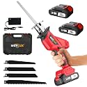 Cordless Reciprocating Saw, Electric Saw with Battery and Charger, 20V Battery Power Saws, 0-3500 SPM Variable Speed, Tool-Free Change, 4 PCS Blades for Wood PVC Metal Pipe Tree Cutting, 2 Batteries