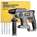 MtiolHig Cordless Rotary Hammer Drill for Dewalt 20V MAX Battery, Brushless SDS-Plus Hammer Drill with Safety Clutch for Concrete/Masonry, 4 Modes with 360°Auxiliary Handle, Including 4 Drill Bits