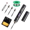 Cordless Soldering Iron Kit, 1400mAh Rechargeable USB-C Soldering Pen with OLED Screen, Portable Battery Powered Solder Iron for Electronics Repair, Includes 3 Tips & Lead-Free Solder Wire
