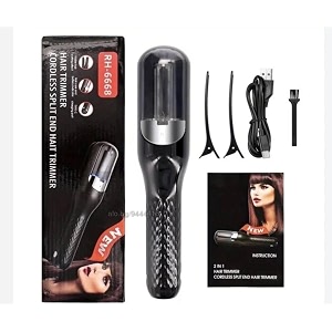 cordless split end hair trimmer machine  rechargeable electric split ends remover tool for dry damaged curly frizzy hair  2-in-1 automatic split end cutter for men amp women black fk2