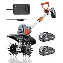 Cordless Tiller Cultivator for Gardening, Battery Powered Garden Rototiller