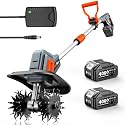 Cordless Tiller Cultivator for Gardening, Battery Powered Garden Rototiller