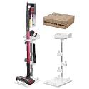 Cordless Vacuum Stand, Adjustable Height, 7 Accessory Holders, Storage Box, Vac Standing Dock Compatible with Stick Vacuum Cleaners (Max. 1 4/5" Vac Wand), White