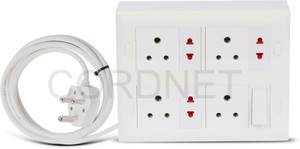 cordnet premium modular extension board with 3 core wire 7 socket extension boards white 4 m