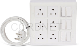 cordnet premium modular extension board with 3 core wire 6 socket extension boards white 4 m