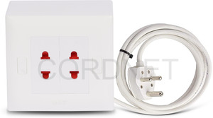 cordnet premium modular extension with 2 two pin socket three core wire 2 socket extension boards white 10 m