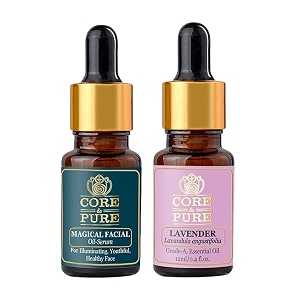 core amp pure combo pack of magical facial oil serum amp lavender grade-a essential oil 12 ml each